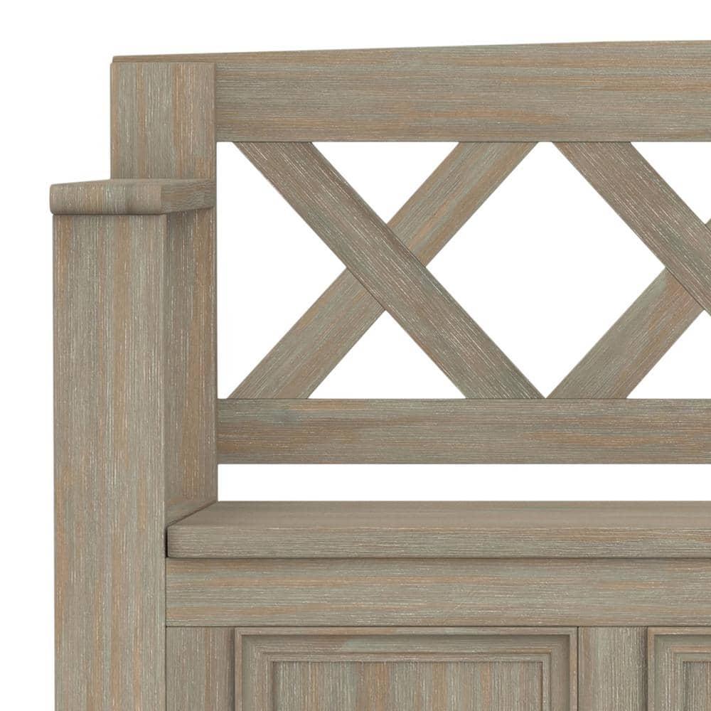 Simpli Home Amherst 48"W Solid Wood Entryway Storage Bench with Lift-Top Lid and Dual Compartments