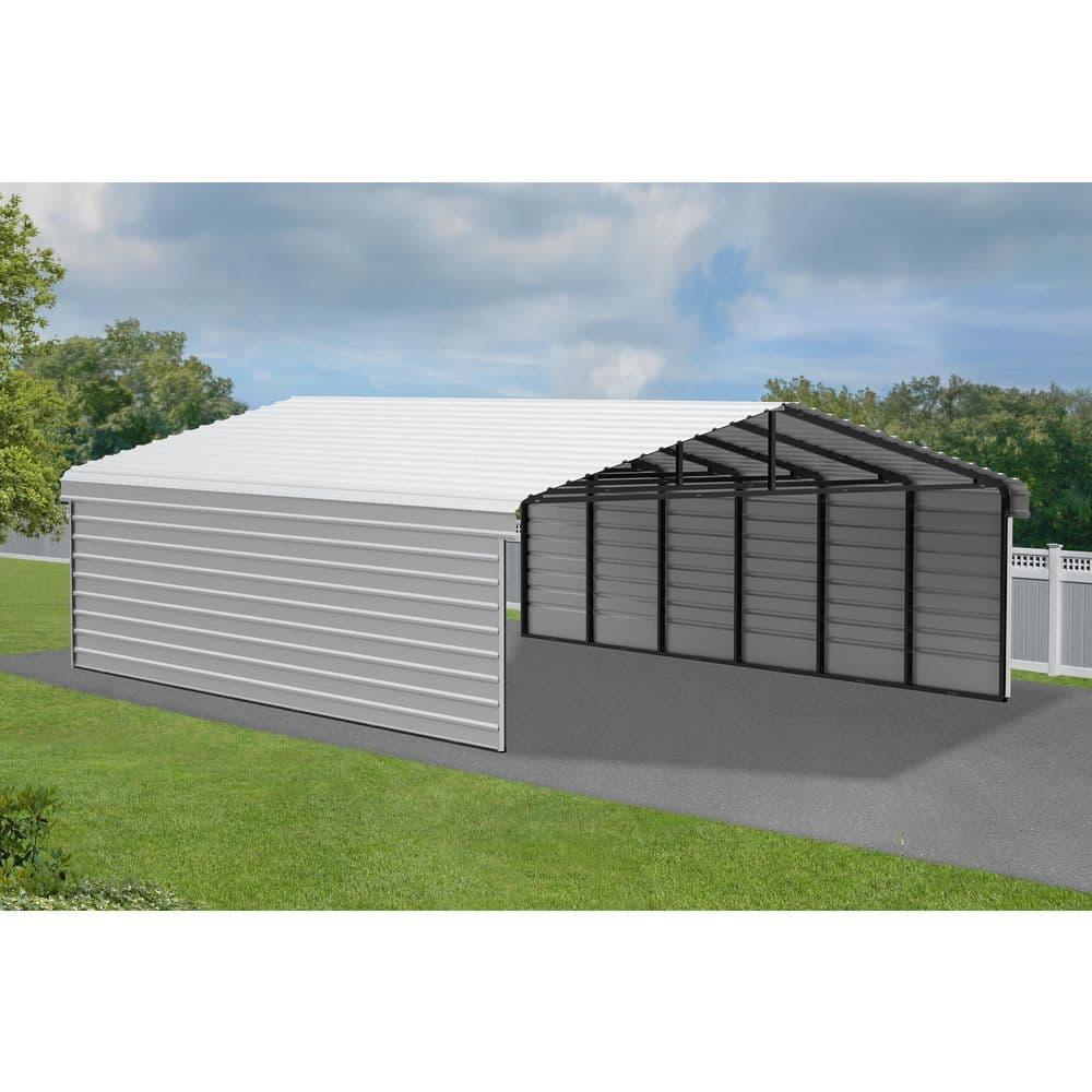 Arrow 29 x 20 ft Charcoal Carport with 2-sided Enclosure