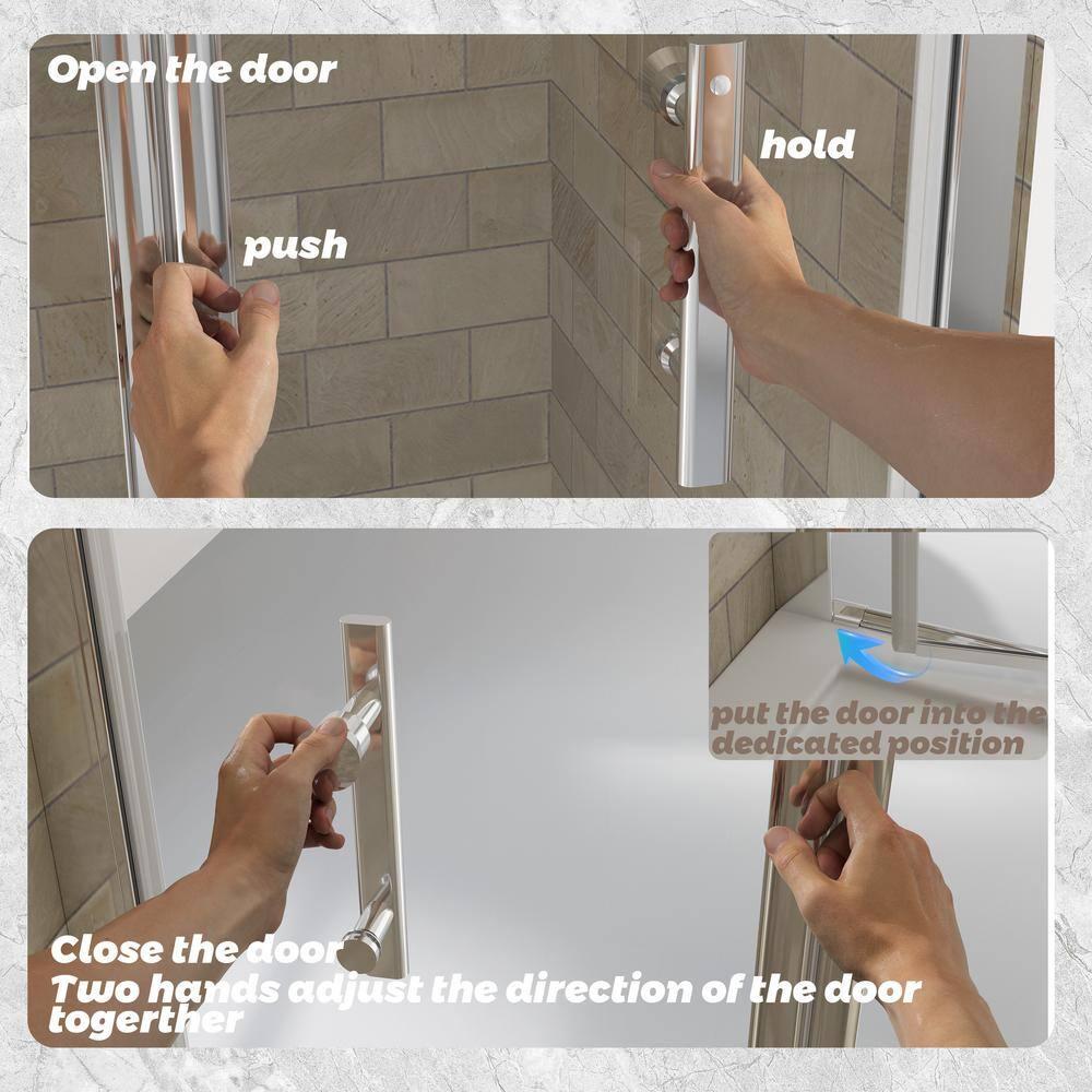 72 in. Chrome Semi-Frameless Bifold Shower Door with Tempered Glass