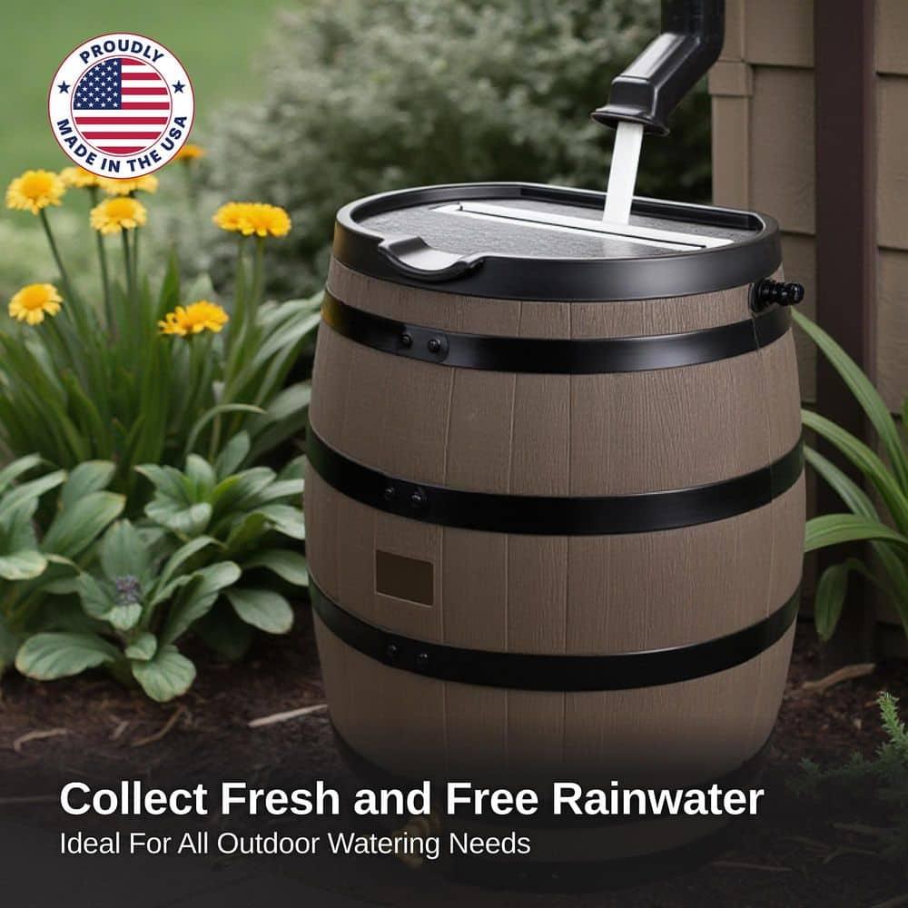 RTS Companies 55 Gallon Premium Eco Flat Back Rain Barrel with Removable Lid