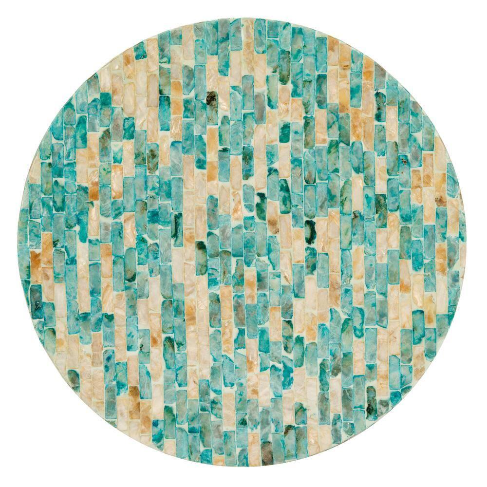 Presley Round Accent Table - Blue/Gold - Safavieh.