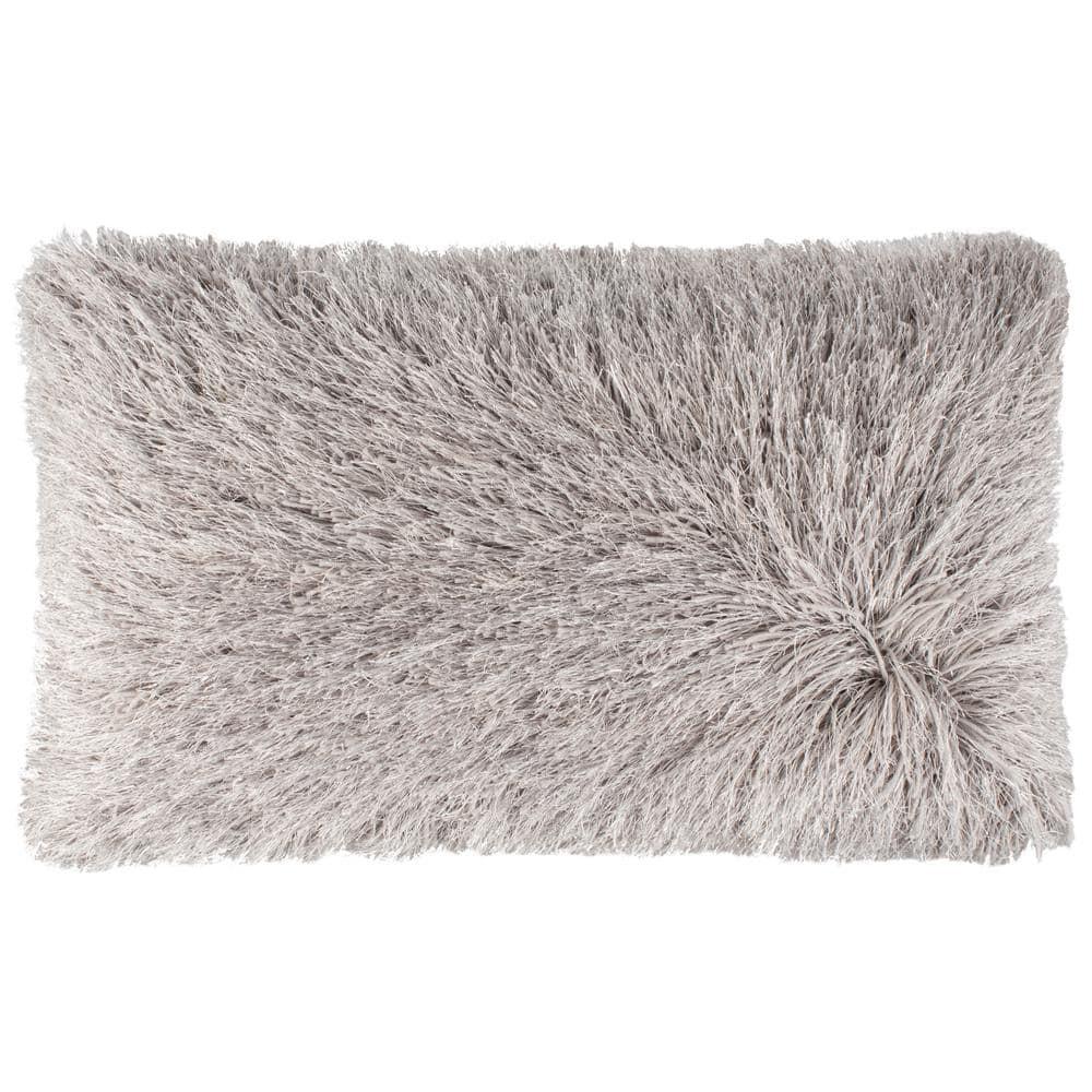 Shag Modish Metallic Pillow - Metallic Silver - 12"X20" - Safavieh