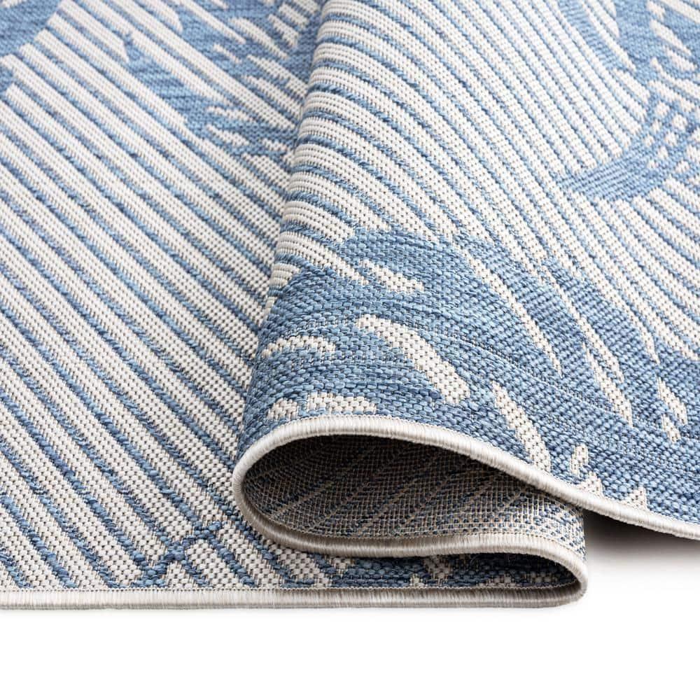 Tommy Bahama Palm Coastal Indoor/Outdoor Area Rug, Silver/Blue