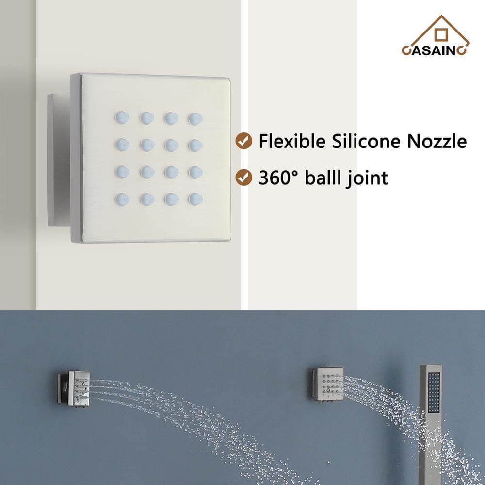 CASAINC LED Thermostatic Dual Shower Heads Ceiling Mount Fixed and Handheld Shower Head