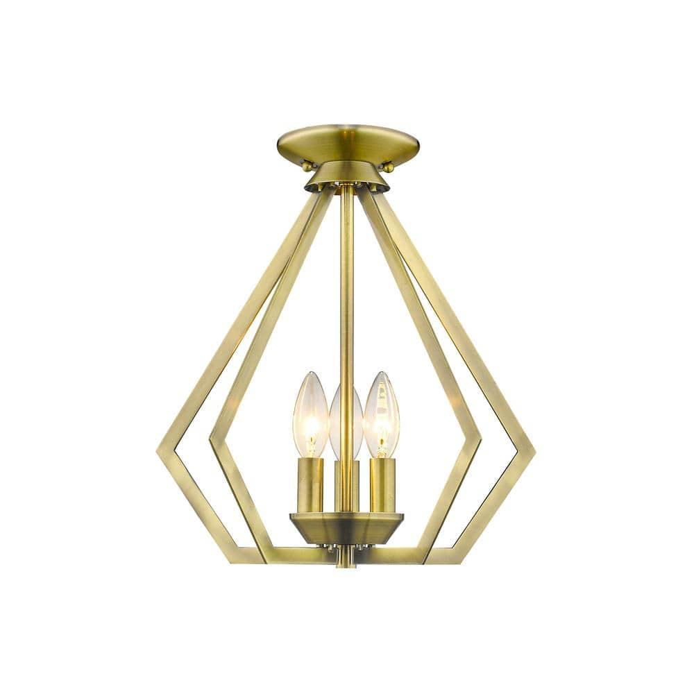 Livex Lighting Prism 3 - Light Chandelier in  Antique Brass