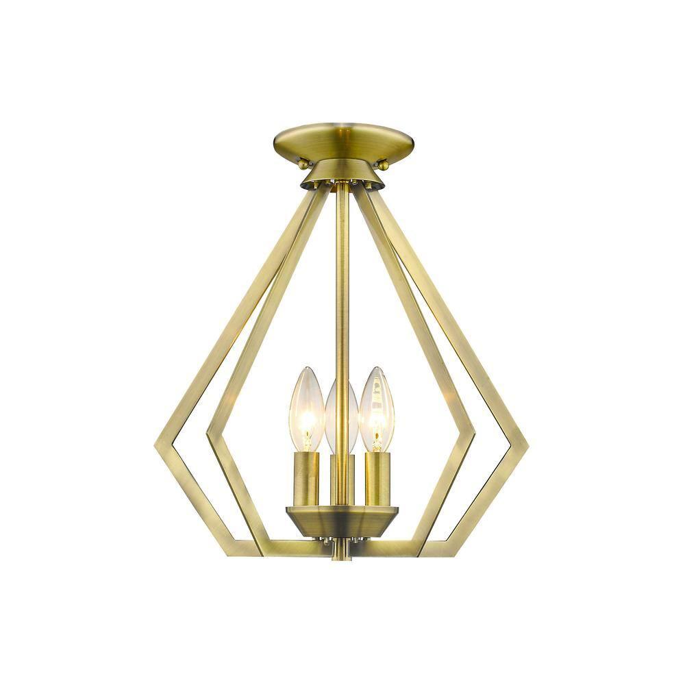 Livex Lighting Prism 3 - Light Chandelier in  Antique Brass