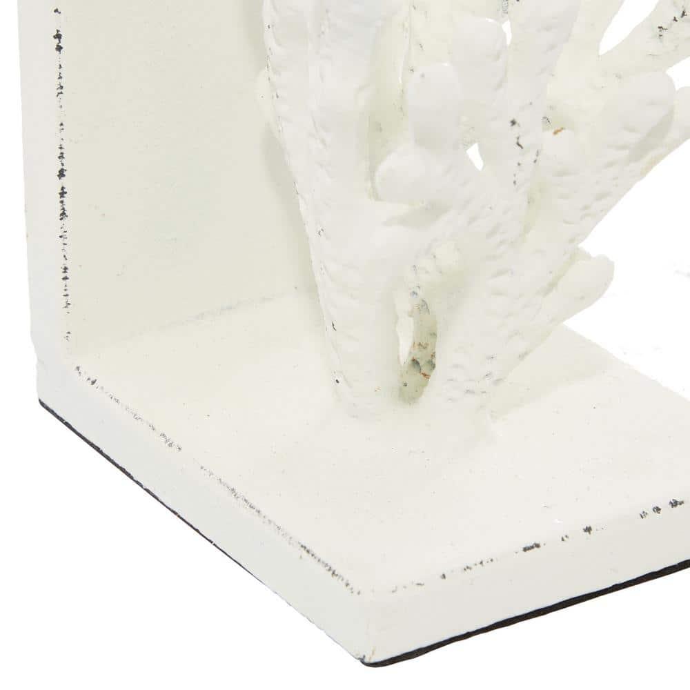 DecMode 5" Coral White Metal Bookends (Set of 2)
