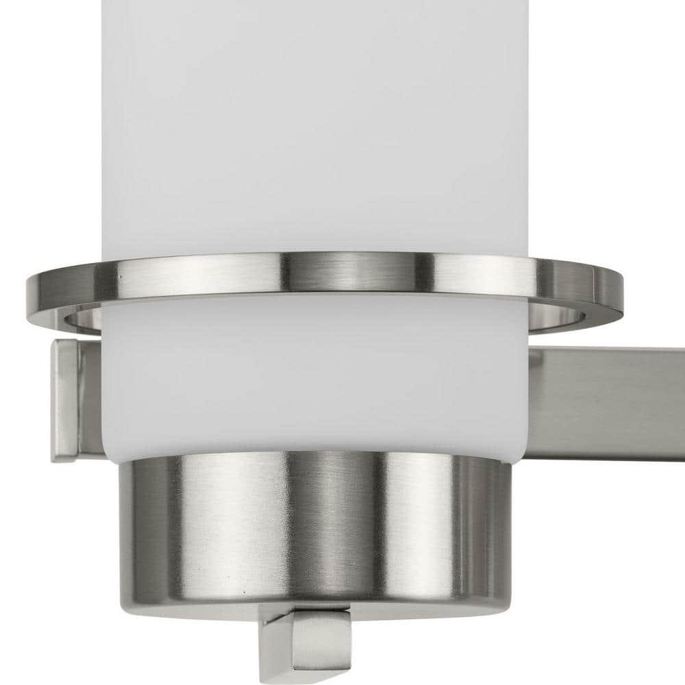 Progress Lighting Reiss 4-Light Vanity Light, Brushed Nickel, White Glass Shades