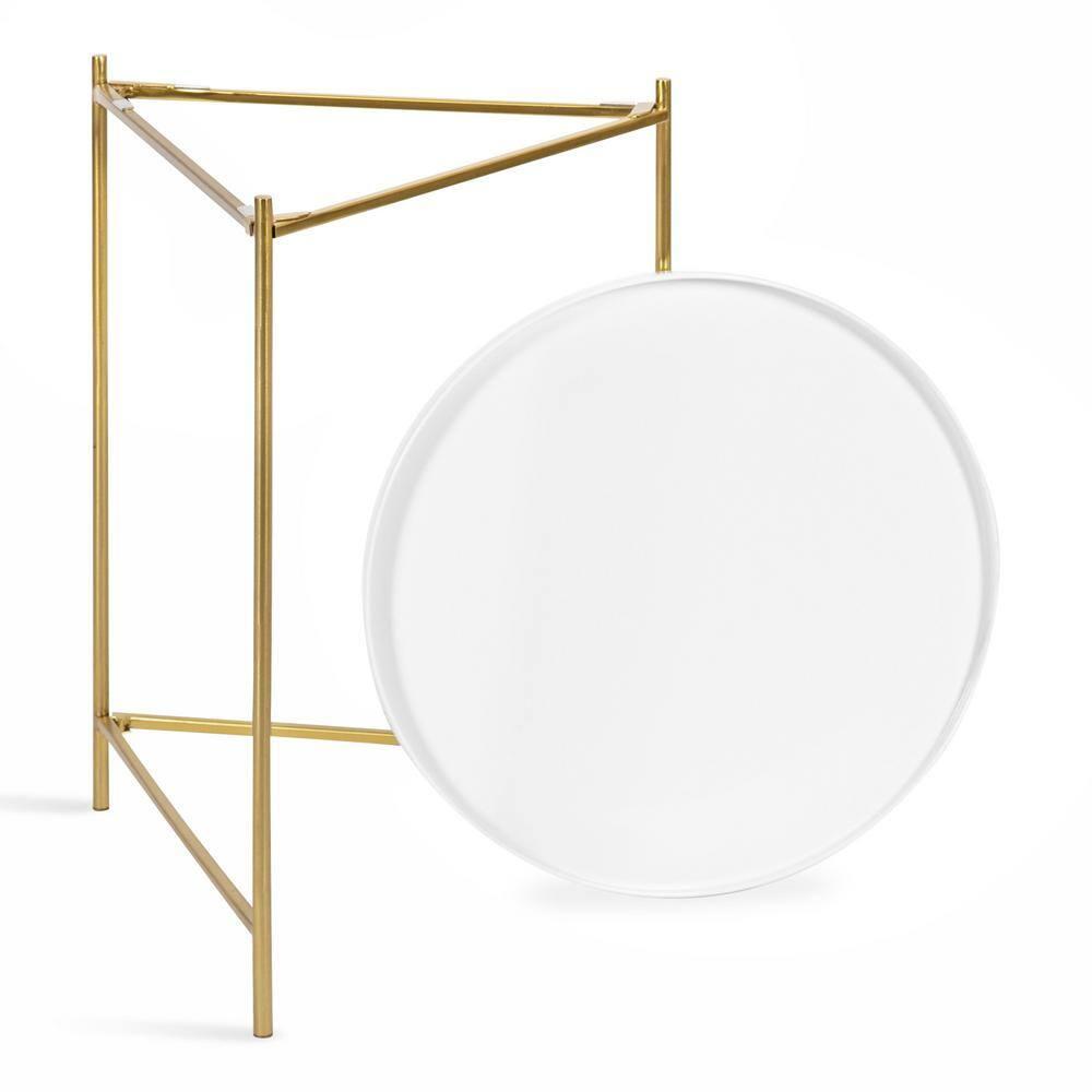 Kate and Laurel Ulani Round Metal Nesting Table, 2 Piece, White and Gold