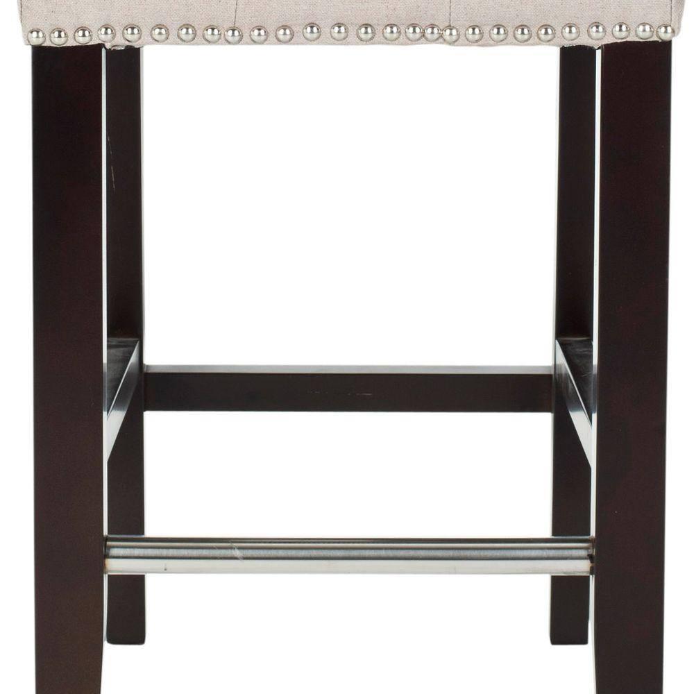 Thompson 23.9" Linen Counter Stool W/ Silver Nailheads - Taupe - Safavieh