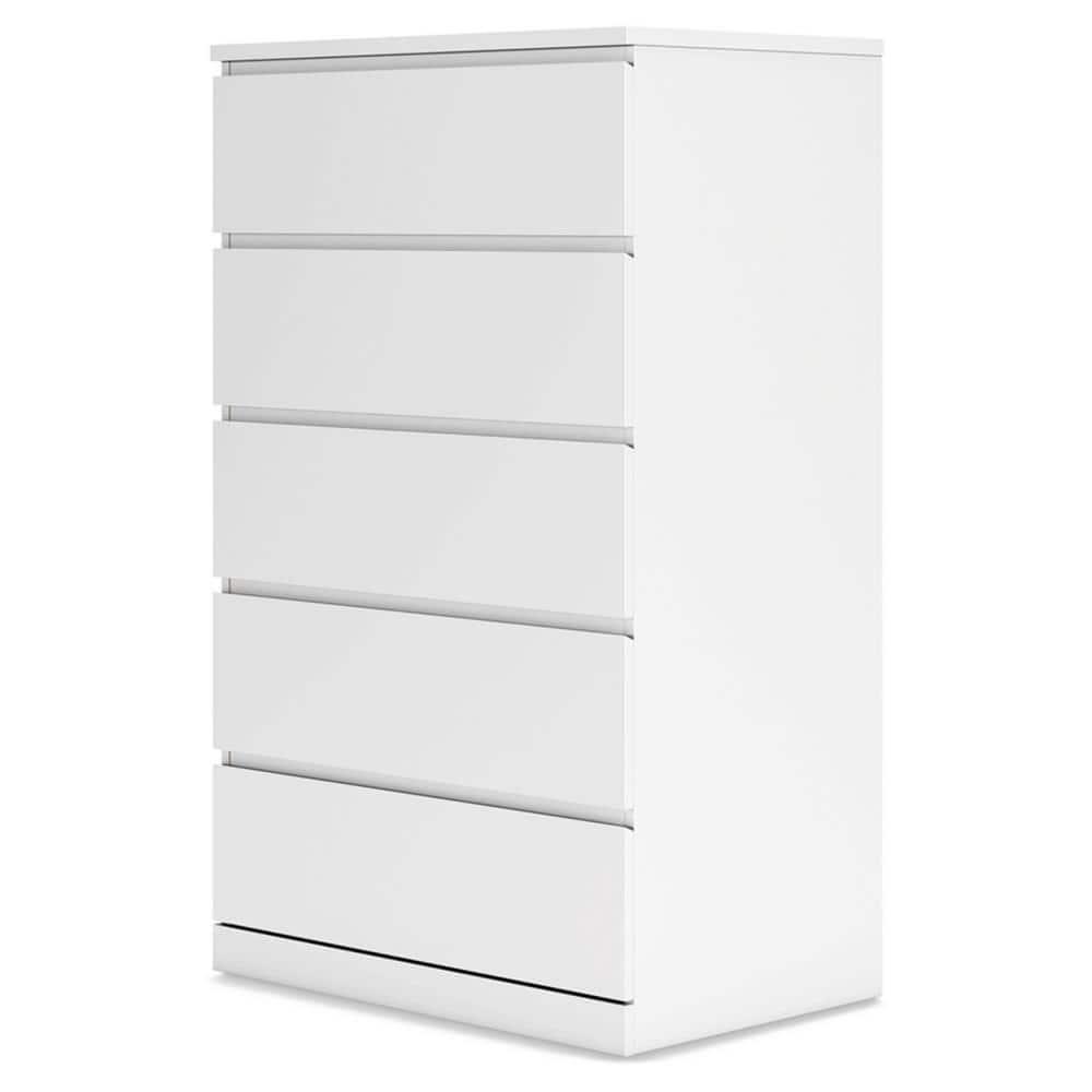 Signature Design by Ashley Onita Modern 5 Drawer Tall Dresser, White