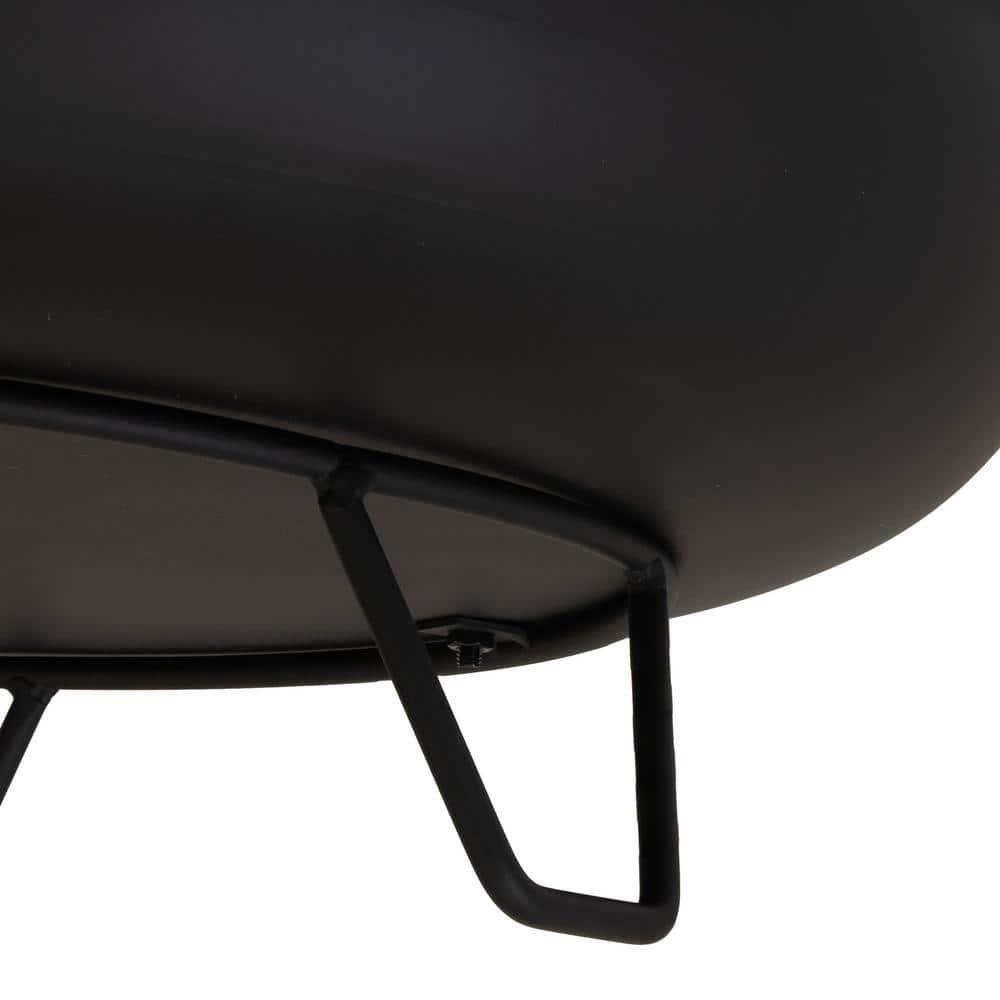 Sunnydaze Outdoor Camping or Backyard Steel with Heat-Resistant Finish Fire Pit Bowl on Stand - 23" - Black