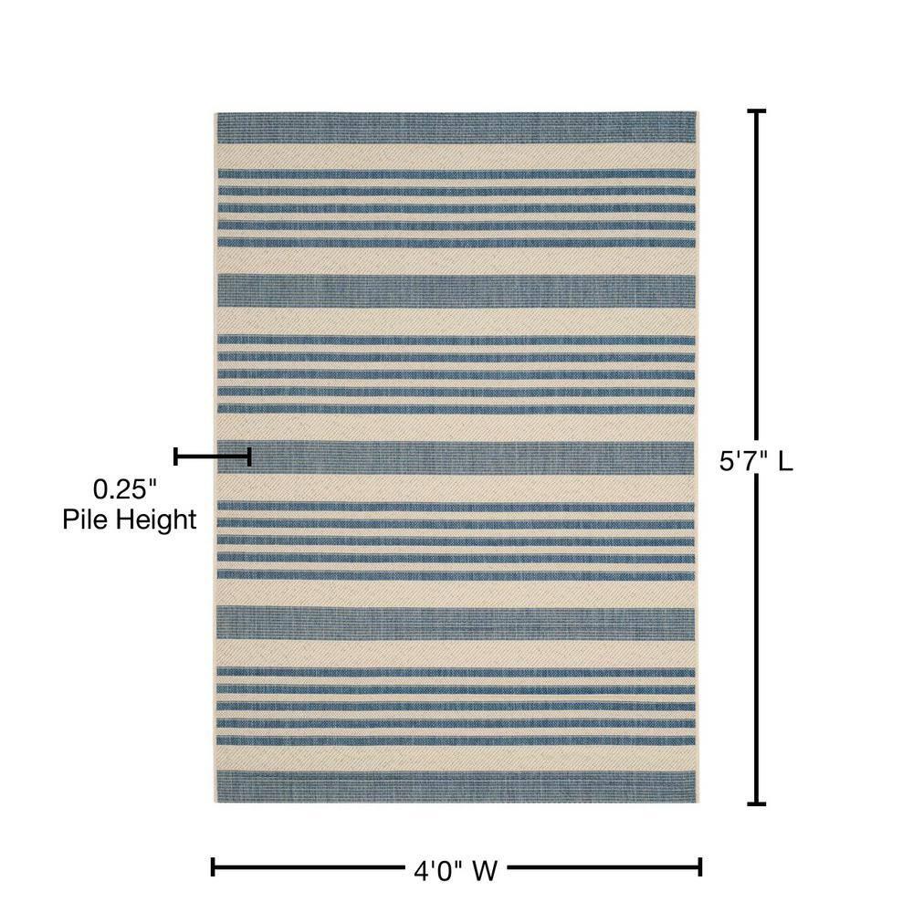 Courtyard CY6062 Power Loomed Indoor/Outdoor Area Rug - Beige/Blue - 4'x5'7" - Safavieh.