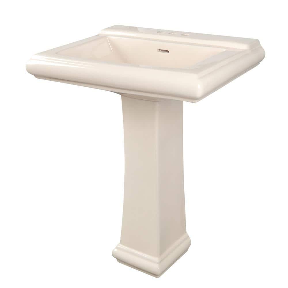 Apex 34" Tall Rectangular Vitreous China Pedestal Bathroom Sink with Overflow