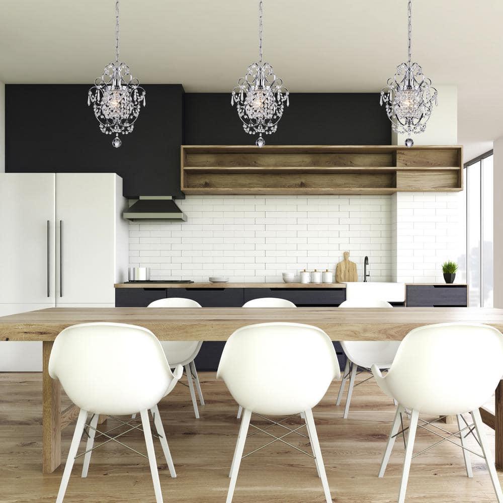 Edvivi Lighting Chrome Finish 1-Light Glam Mini Pendant with Crystal