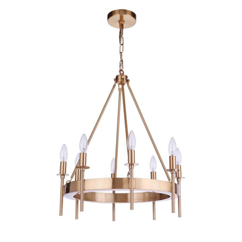 Larrson Satin Brass 8-Light Modern Minimalist Chandelier