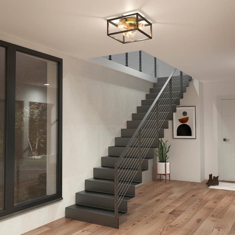 Artika Griffintown 1 Ceiling Light Geometric Flush Mount Black and Gold