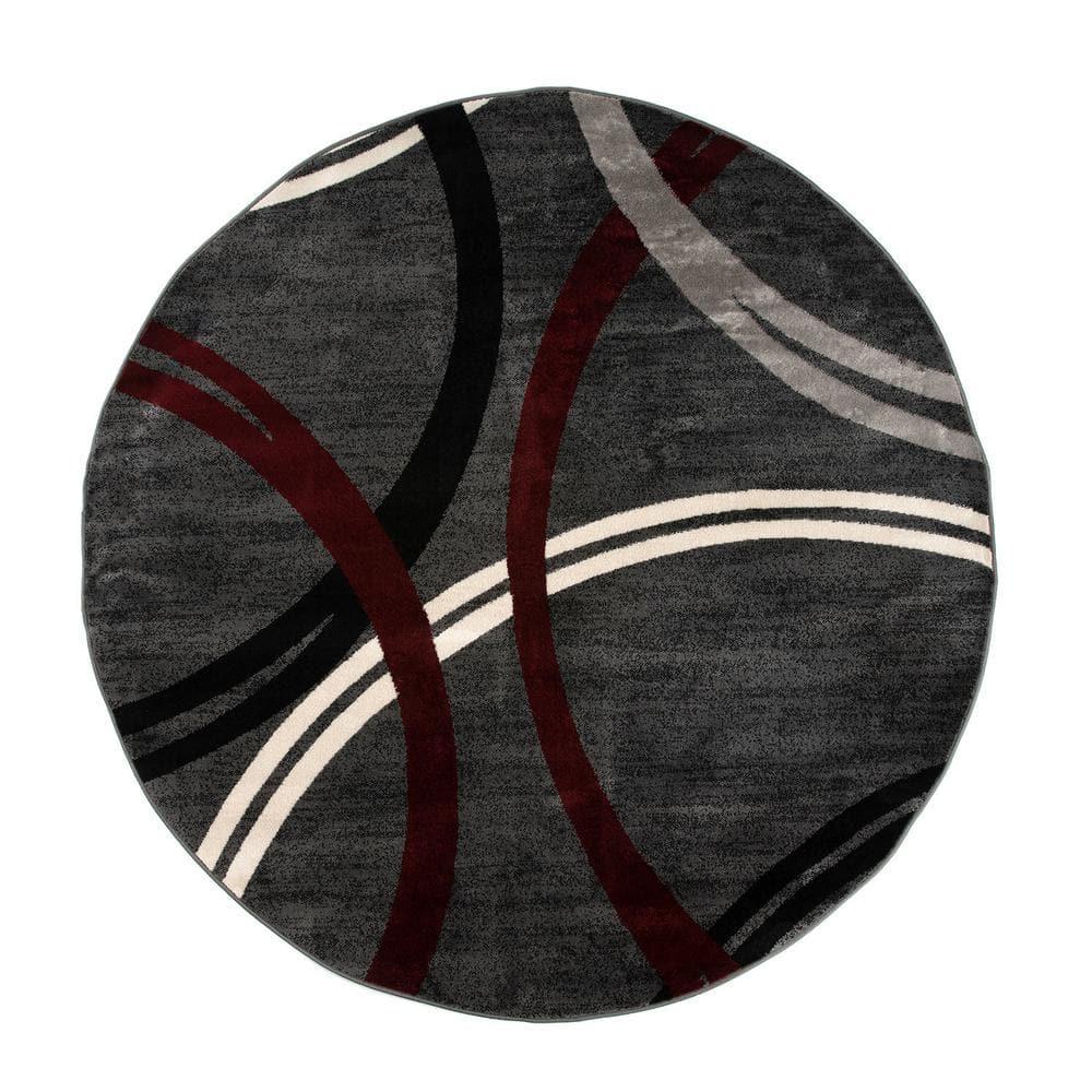 World Rug Gallery Contemporary Abstract Circles Design Red 6'6" Round Area Rug