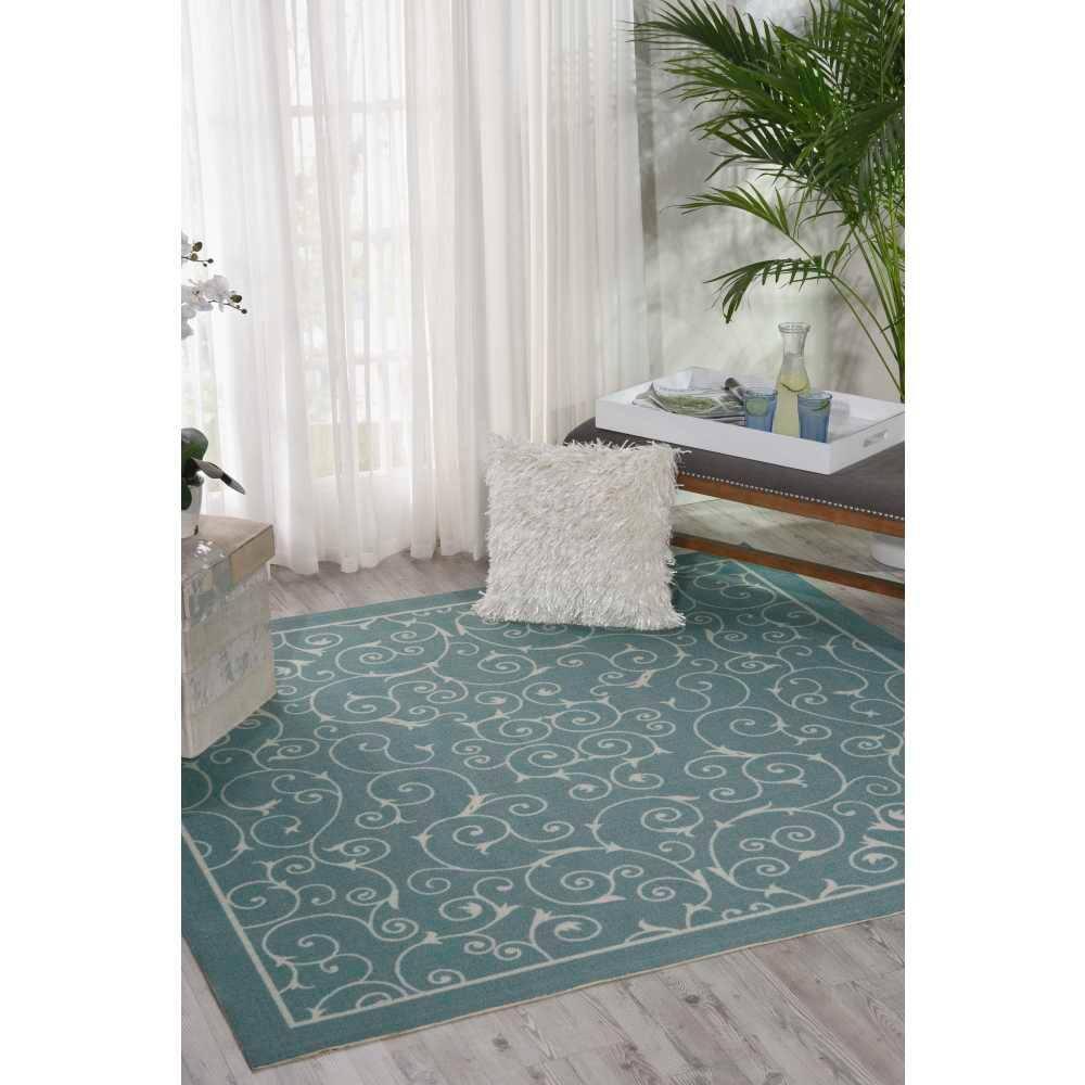Nourison Home & Garden Light Blue Indoor/Outdoor Area Rug RS019 4'3" x 6'3"