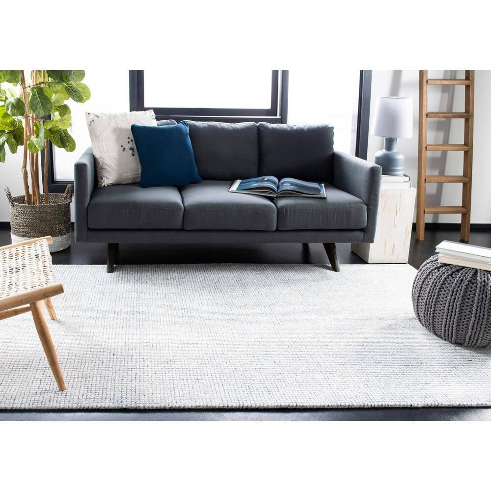 Abstract ABT470 Handmade Indoor Area Rug - Ivory/Blue - 4'x4' - Safavieh