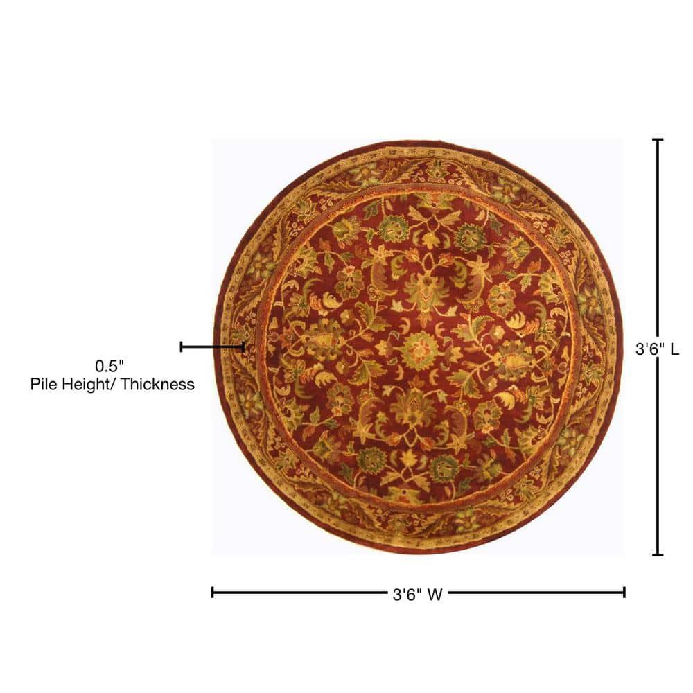 Handmade Wine and Gold Wool Round Tufted Area Rug, 42 inches