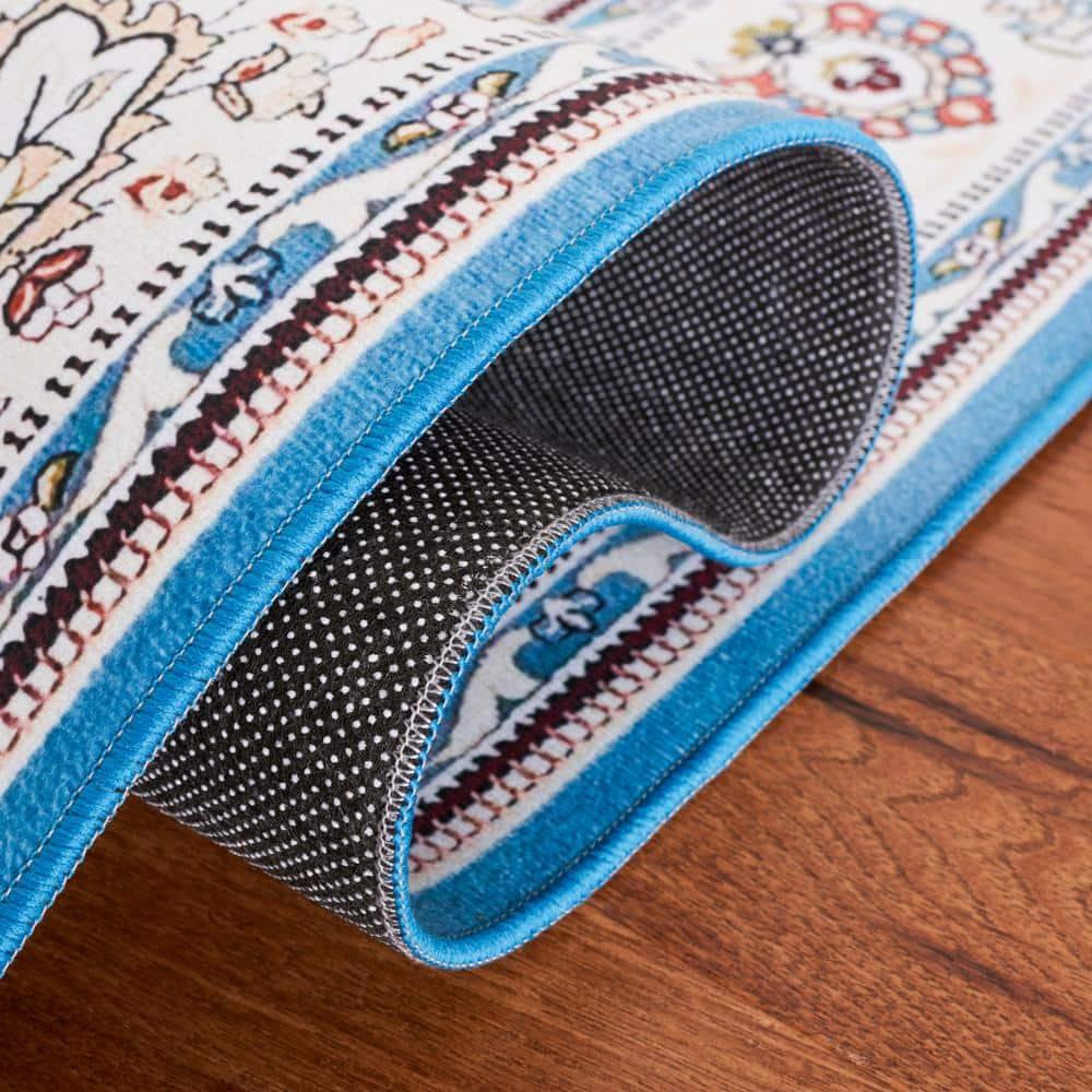 Tucson TSN136 Power Loomed Machine Washable Area Rug - Turquoise/Beige - 6'x6' - Safavieh.
