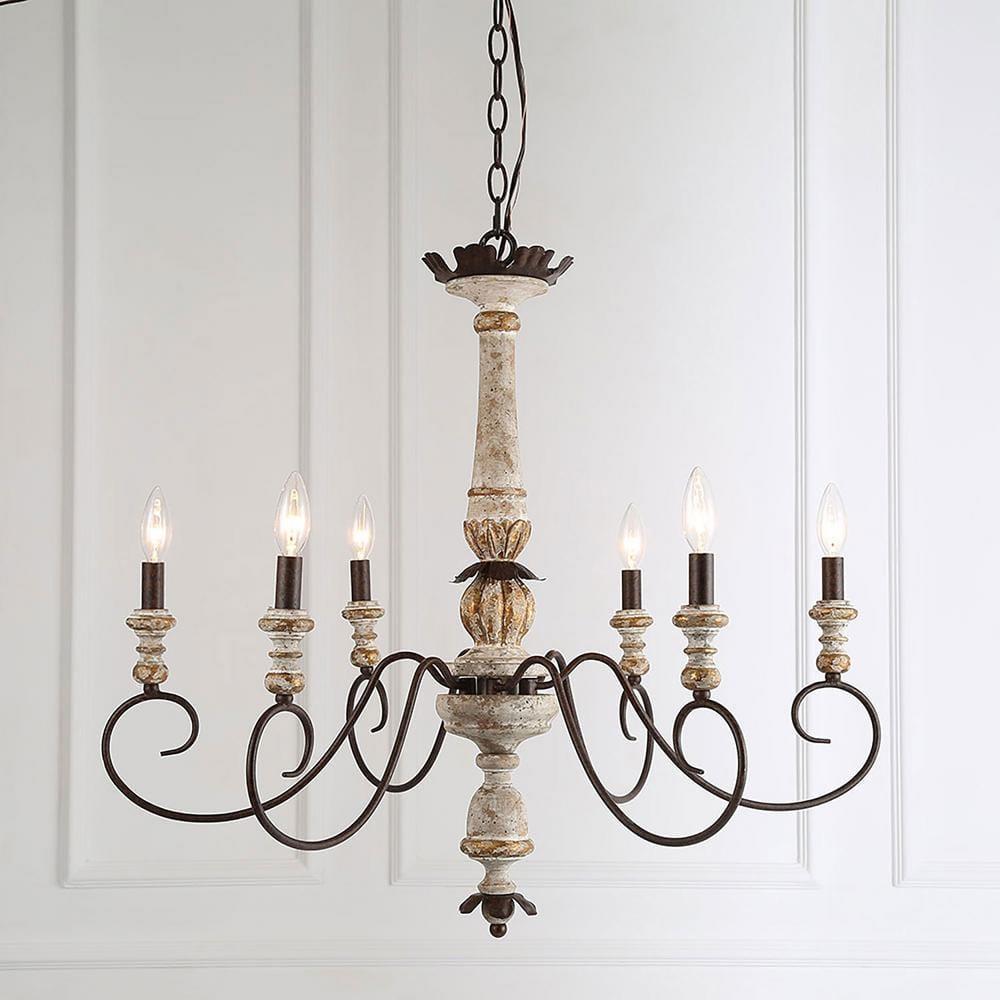 The Gray Barn French Country 6-Light Wood Chandelier Classic Farmhouse Lights - 31.1" D x 28" H