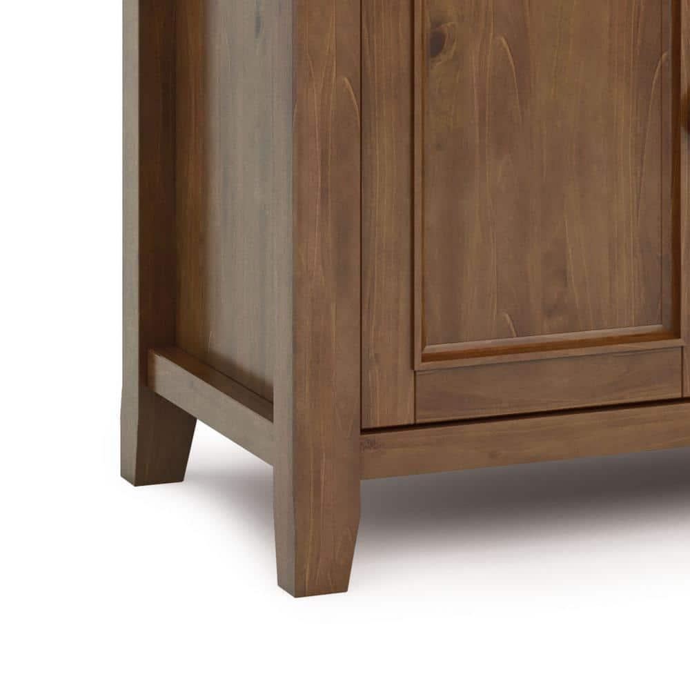 Simpli Home Amherst Wood TV Media Stand in Saddle Brown