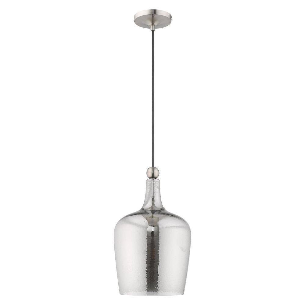 Livex Lighting Art Glass 1 - Light Pendant in  Brushed Nickel