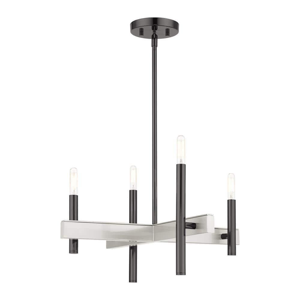 Livex Lighting Denmark 4 - Light Chandelier in  Black Chrome