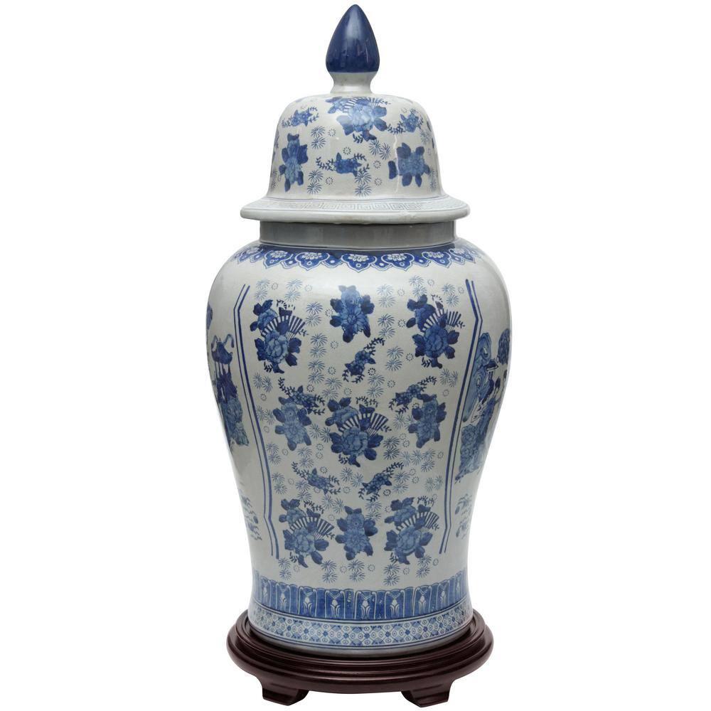 32" Porcelain Temple Jar