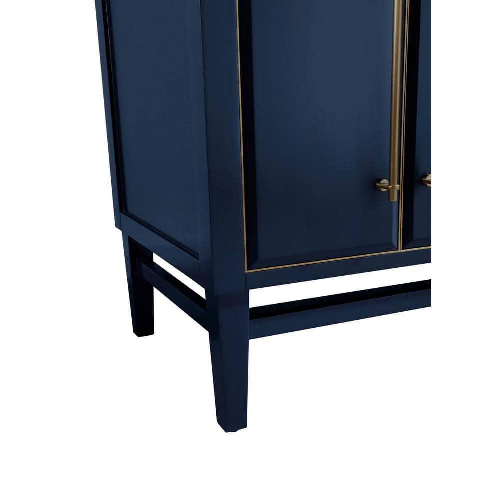 Navy Blue and Gold Double Sink Vanity with Marble Top