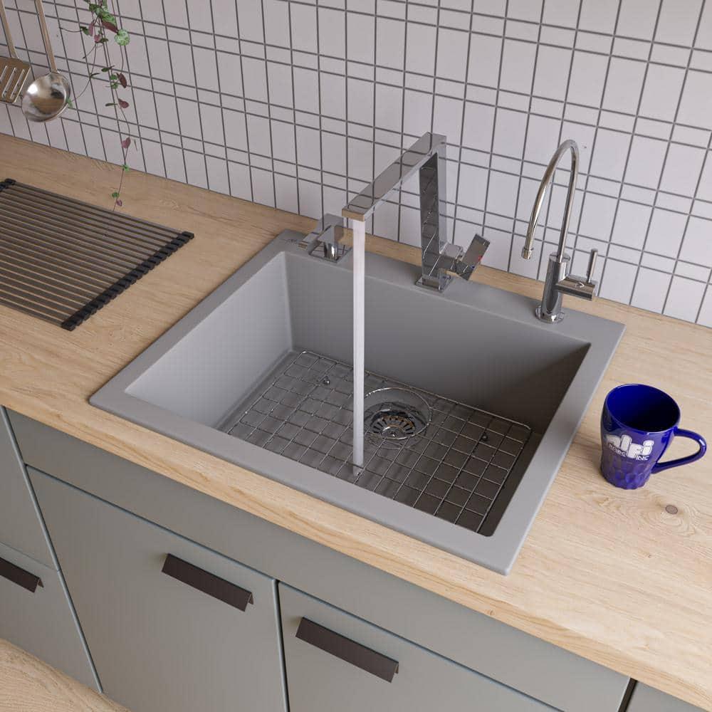 23.63'' L Drop-In Single Bowl Granite Kitchen Sink