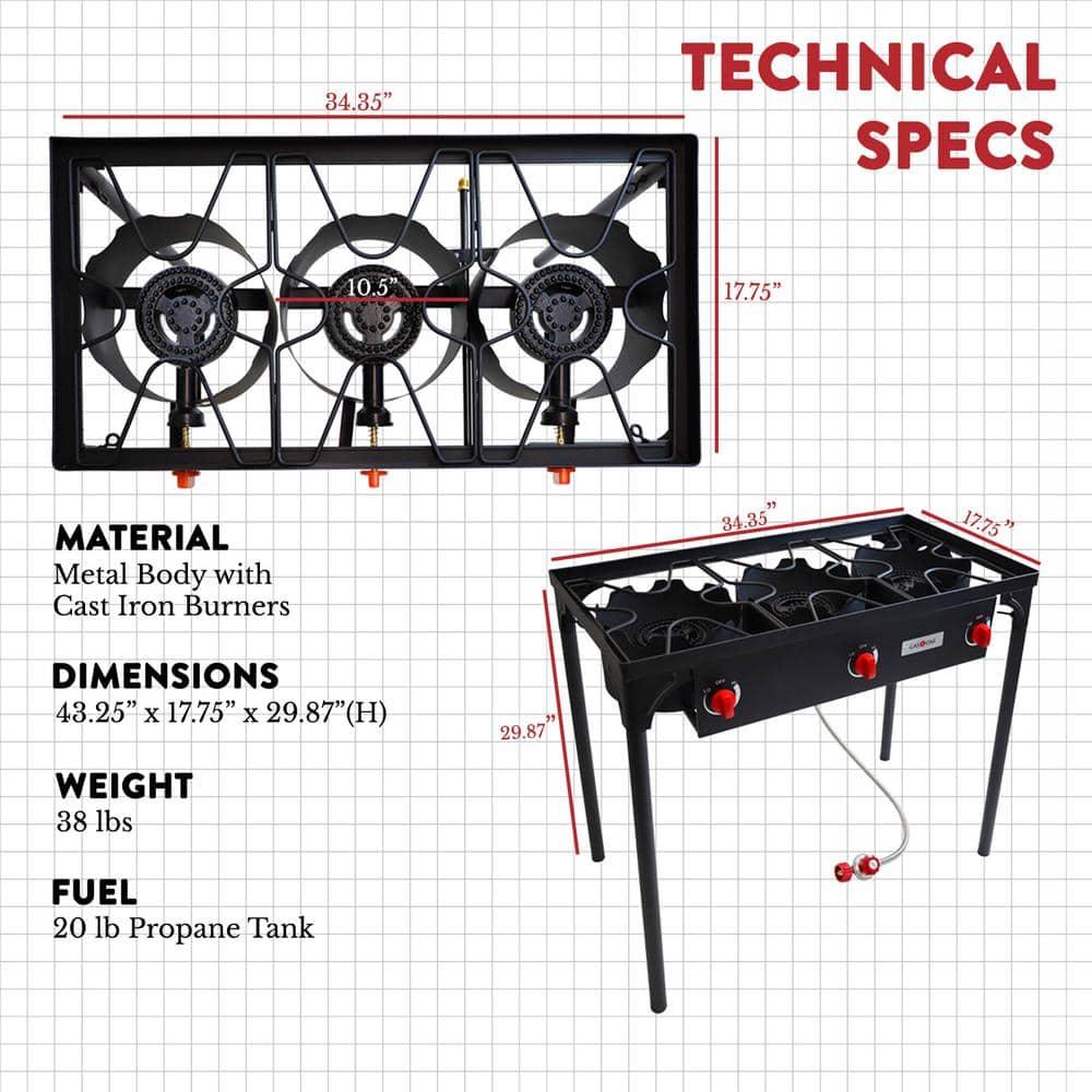 GasOne 3-Burner Propane Outdoor Stove with Adjustable High Pressure Regulator and Hose