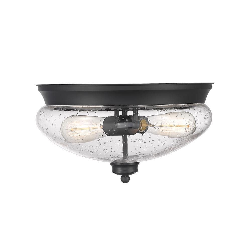 722F2-MB-Z-Lite-Amon - 2 Light Flush Mount in Traditional Style - 13 Inches Wide by 7.5 Inches High