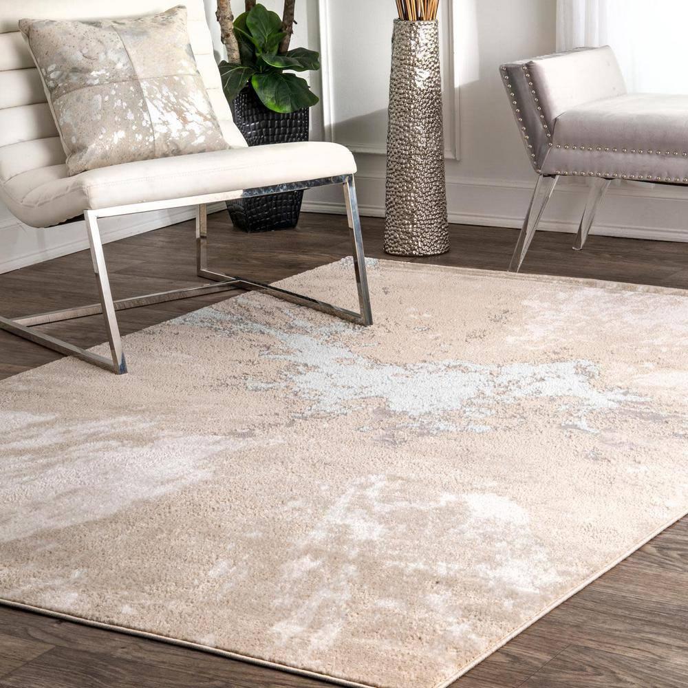 Nuloom Cyn Abstract 8 Square Indoor Area Rug for Living Room Bedroom Dining Room Kitchen, Beige/Ivory