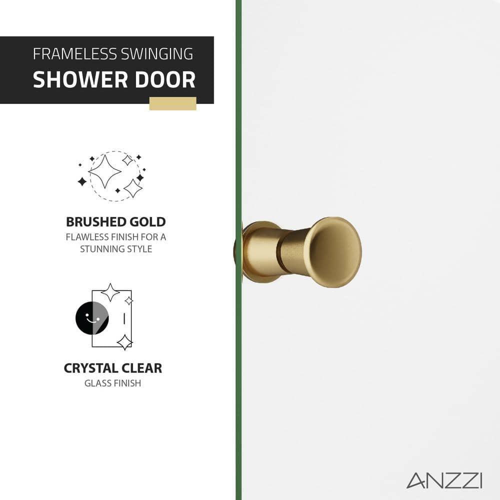Anzzi 33.3” W x 72” H Frameless Shower Door