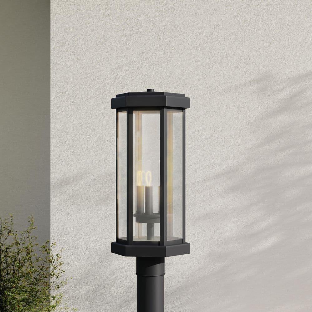 Progress Lighting Ramsey 3-Light Outdoor Textured Black Post Lantern
