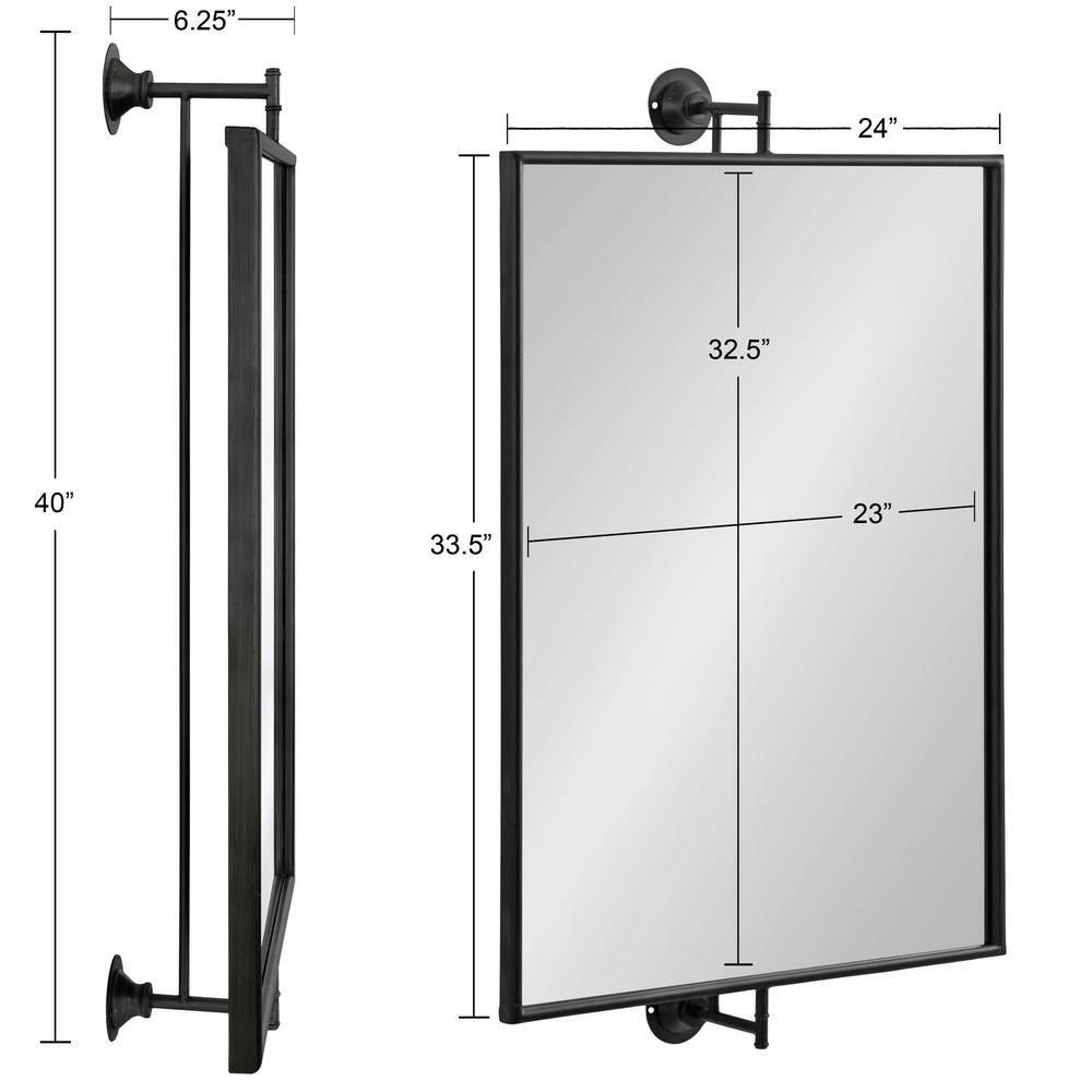 24"x40" Darbridge Rectangle Pivot Mirror Black - Kate & Laurel All Things Decor: Traditional Style, Wall Mounted, Includes Hardware