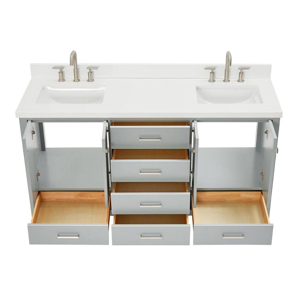 Ariel A067dwqrvo Cambridge 67" Free Standing Double Rectangular Basin Vanity Set - Grey