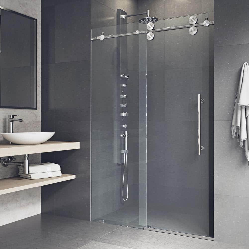 Elan 56-60" W x 74" H Sliding Frameless Shower Door with 3/8" Clear Glass