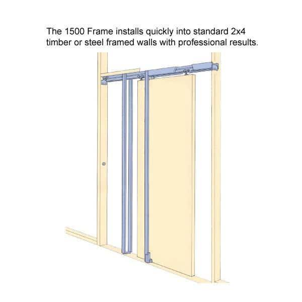 Panel Lite Pocket Door 36 x 84 with Frames | Quadro 4055 White Silk with Frosted Opaque Glass | Kit Trims Rail Hardware | Solid Wood Interior Pantry Kitchen Bedroom Sliding Closet Sturdy Doors