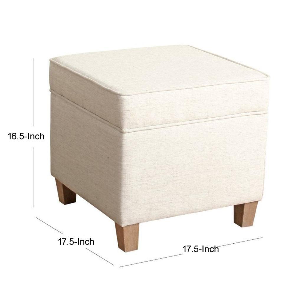 Benzara Geometric Patterned Square Wooden Ottoman with Lift Off Lid Storage, Orange and Cream-Color:White And Brown