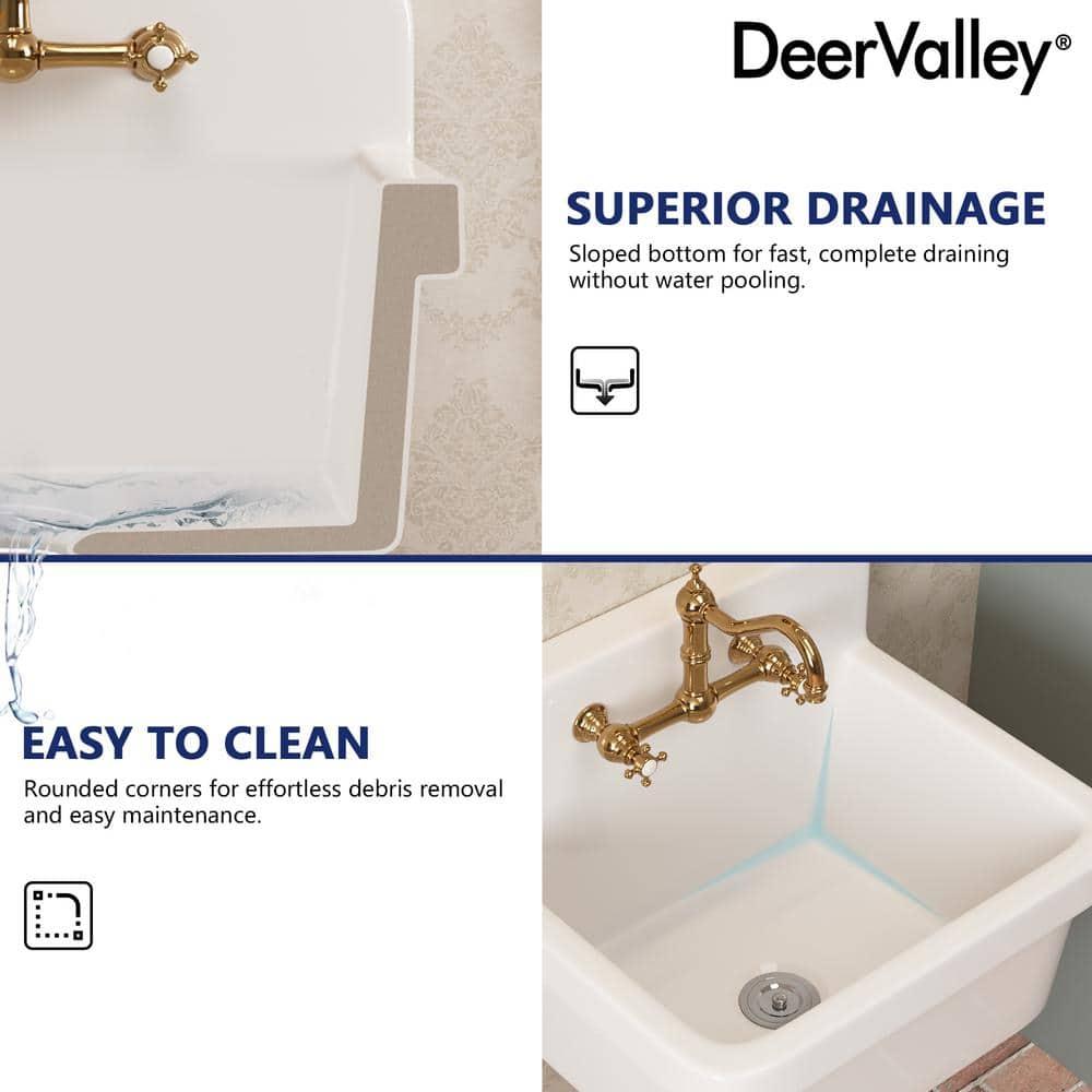 DeerValley 24"×19.7" Vitreous China Wall Mount Utility Sink Farm Style High Back Laundry Sink