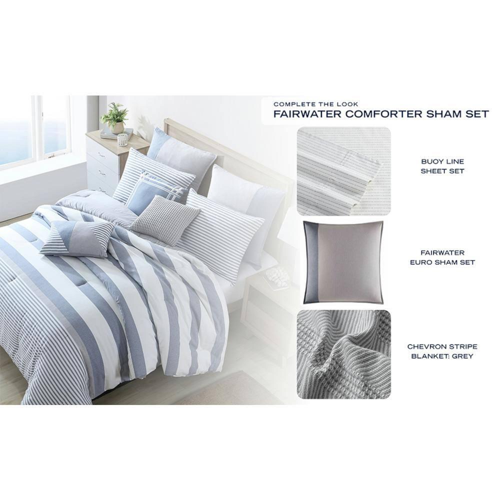 Nautica Nautica Fairwater Blue Cotton Reversible Comforter Set