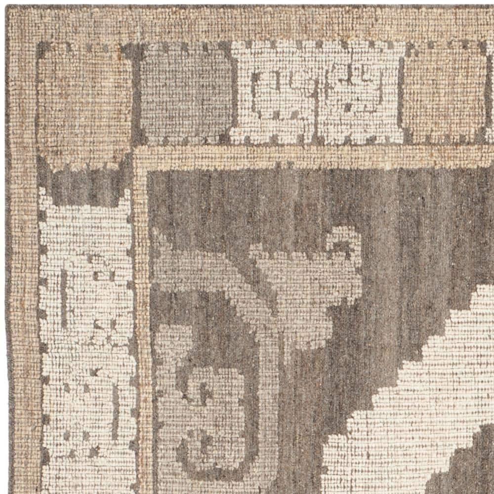 Kenya KNY313 Hand Knotted Area Rug - Ivory/Brown - 7'x7' - Safavieh.