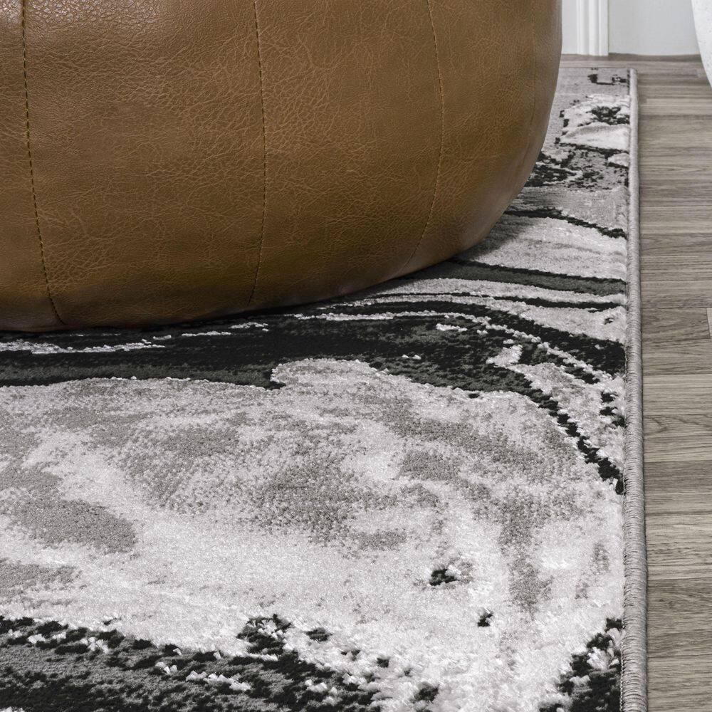 3'x5' Swirl Marbled Abstract, Black/Ivory - JONATHAN Y