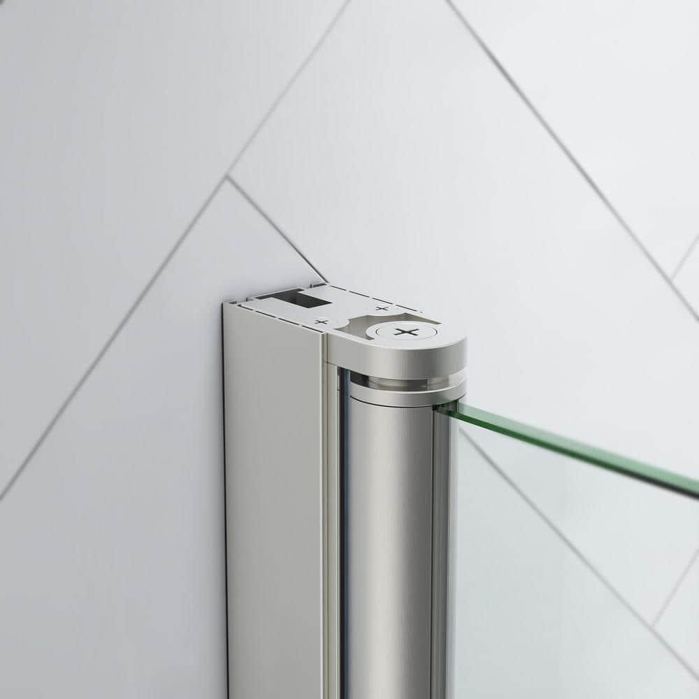 Ove Decors Pasadena 66-5/8 in. W x 72 in. H Alcove Pivot Frameless Shower Door in Nickel