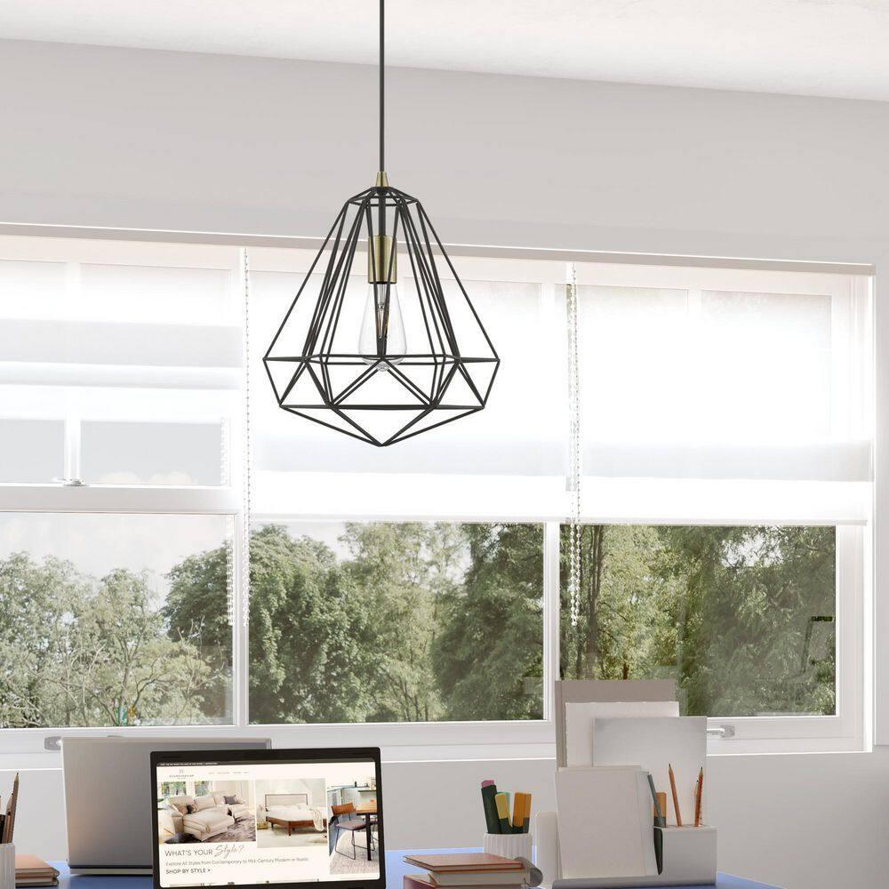 Livex Lighting Knox 1 - Light Pendant in  Textured Black/Polished Chrome