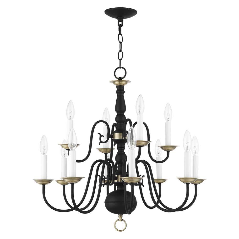 Livex Lighting Williamsburgh 12 - Light Chandelier in  Black